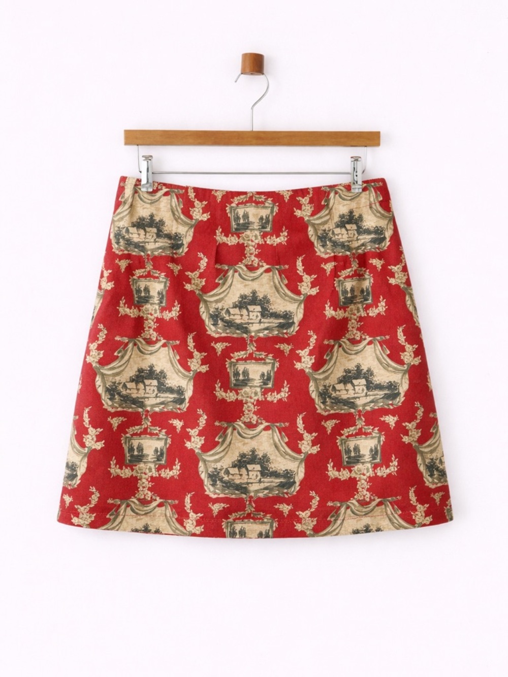 Vintage Talbots Petites Red Toile de Jouy Cotton Skirt Size 8P - Picture 2 of 7